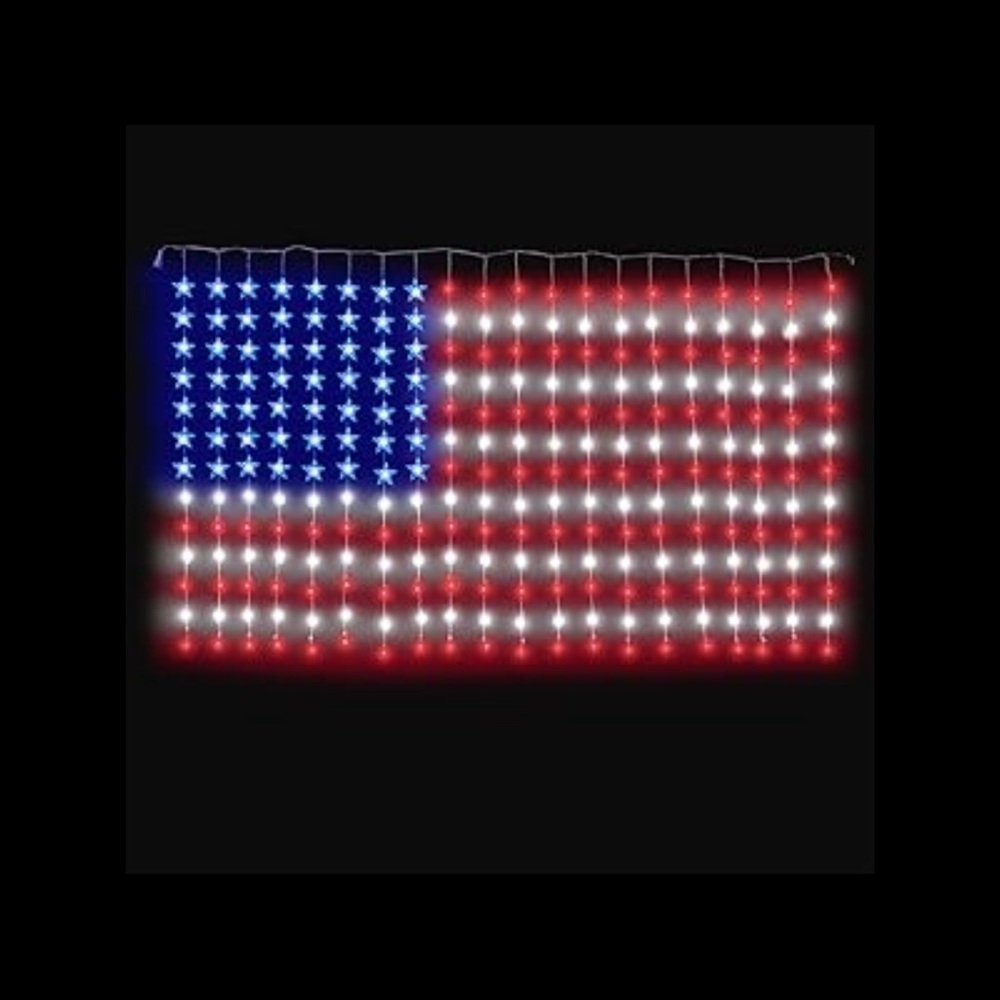 Holiday Wonderland American Flag String Lights - Red, White, Blue